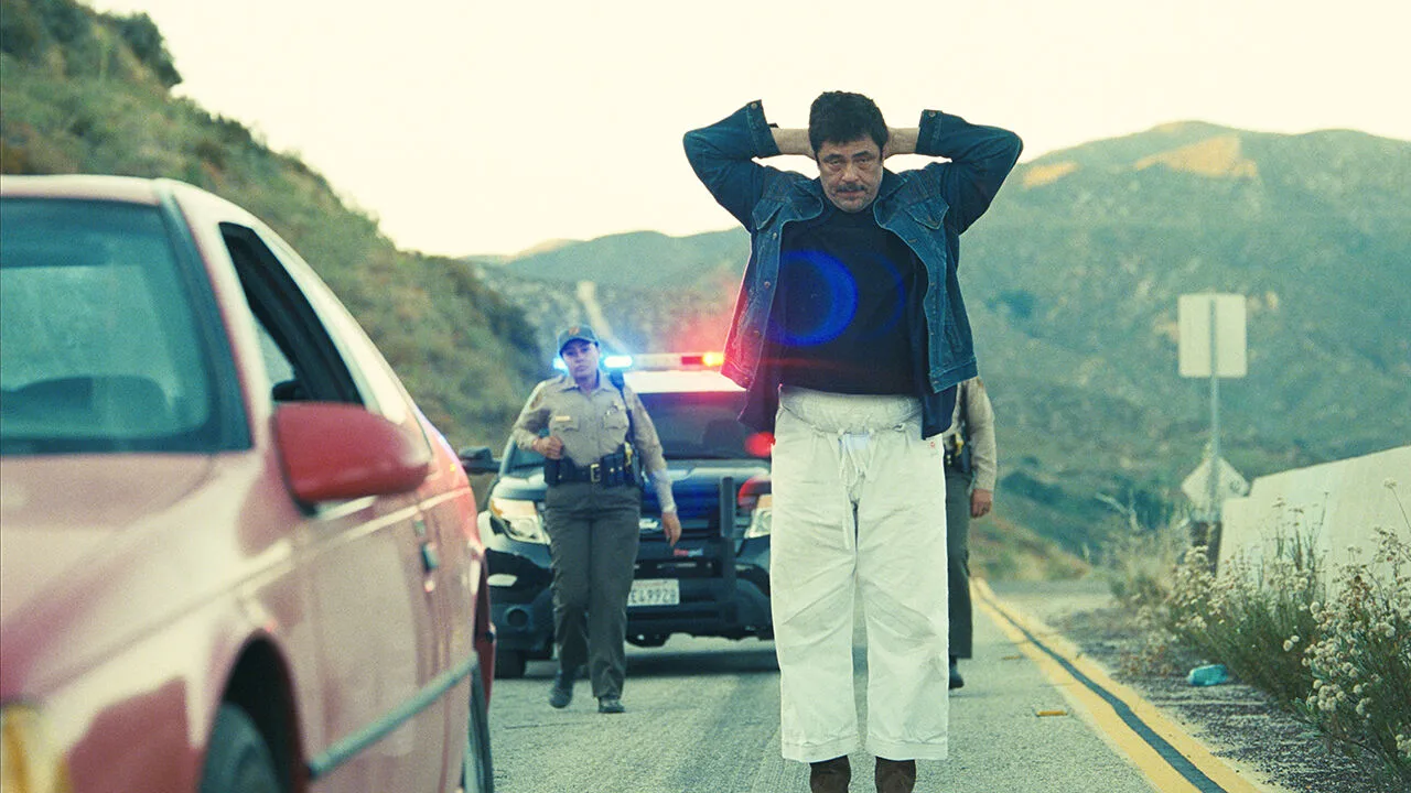 Person standing in front of a police car
